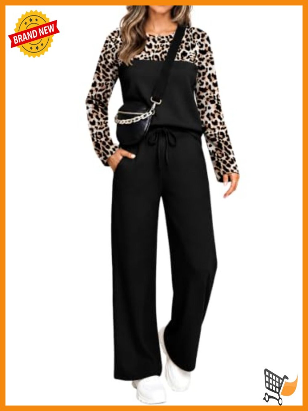 Two Piece Lounge Set Long Sleeve Wide Leg Pants Polyester Spandex Casual